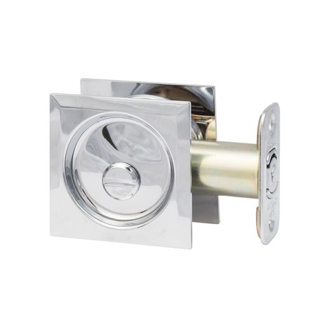 SURE-LOC HARDWARE Sure-Loc Hardware Square Pocket Door Pull, Privacy, Polished Chrome DP-SQ02 26